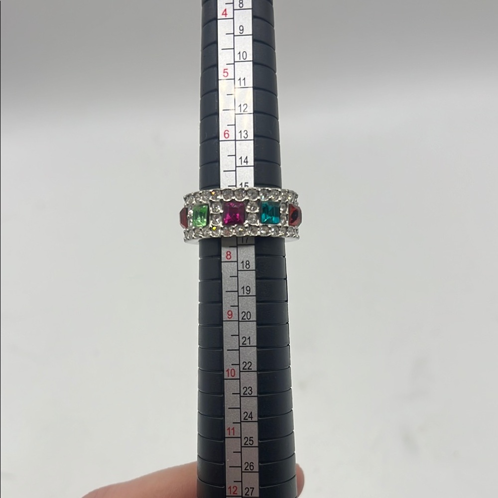 Elegant Multicolor Gemstone Rhinestone Silver Ton… - image 3